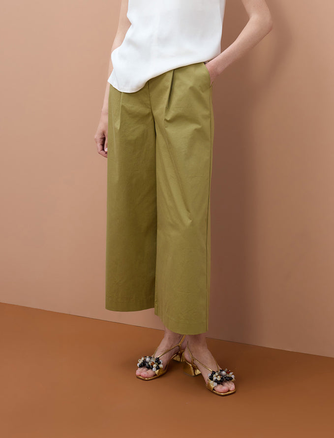 Pantaloni a pieghe dal taglio dritto Lola Casademunt MS2614020 Khaki Donna