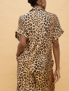 Camicia manica corto nodo stampa animalier Lola Casademunt LS2615007 Marrone-Multi
