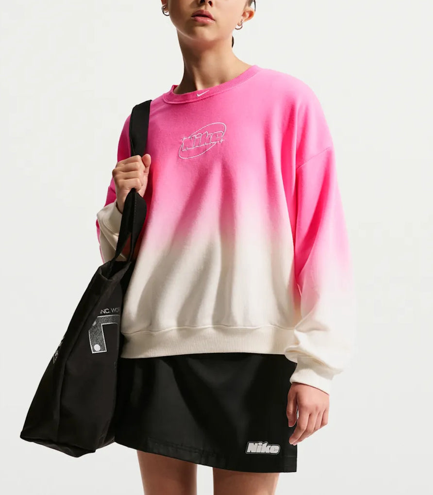 Felpa girocollo Nike Studio Fleece IM5248-133 Sail/Playful Pink/White Unisex bambino