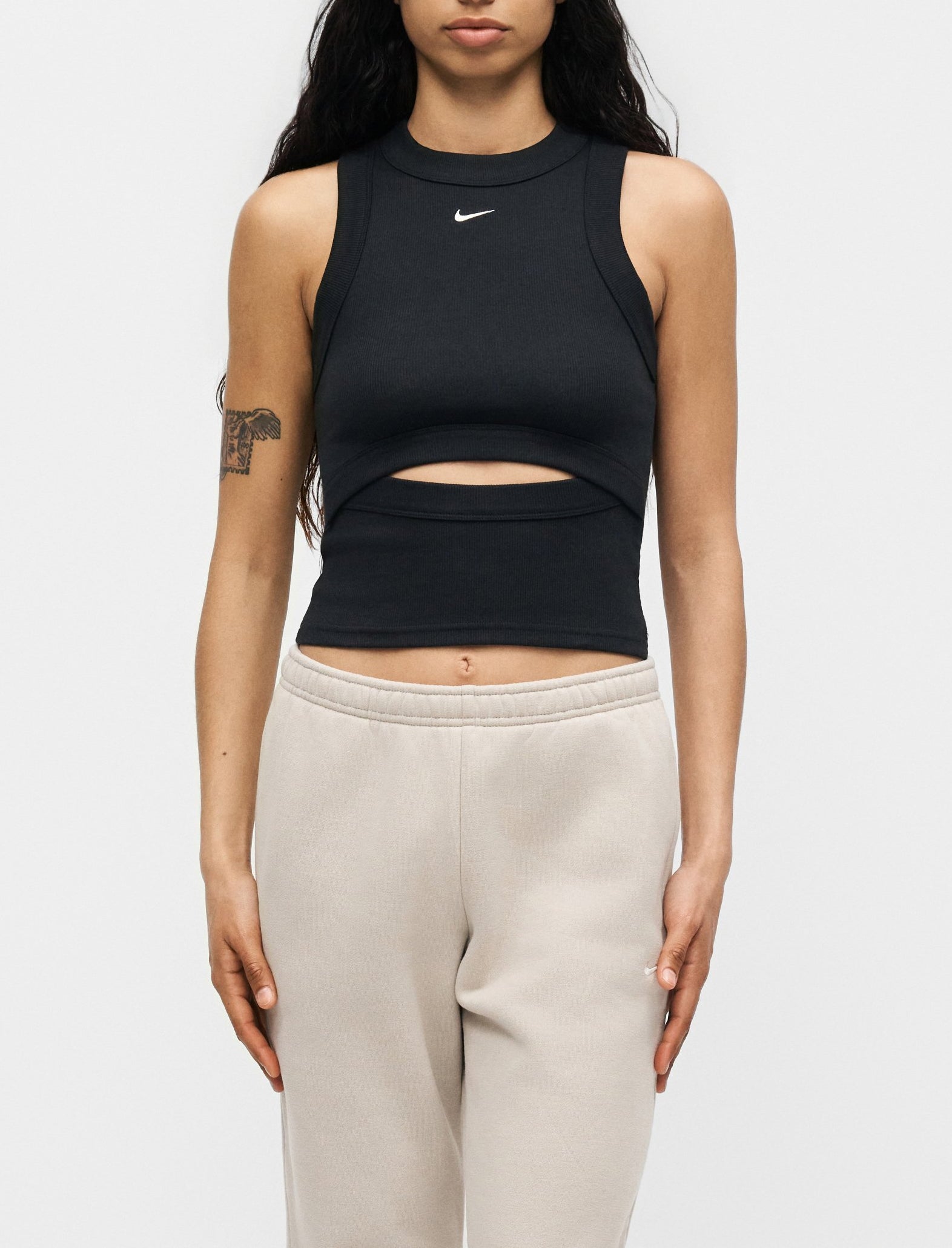Canotta Nike Sportswear Chill Knit IF0238-010 donna colore Black/(Sail)
