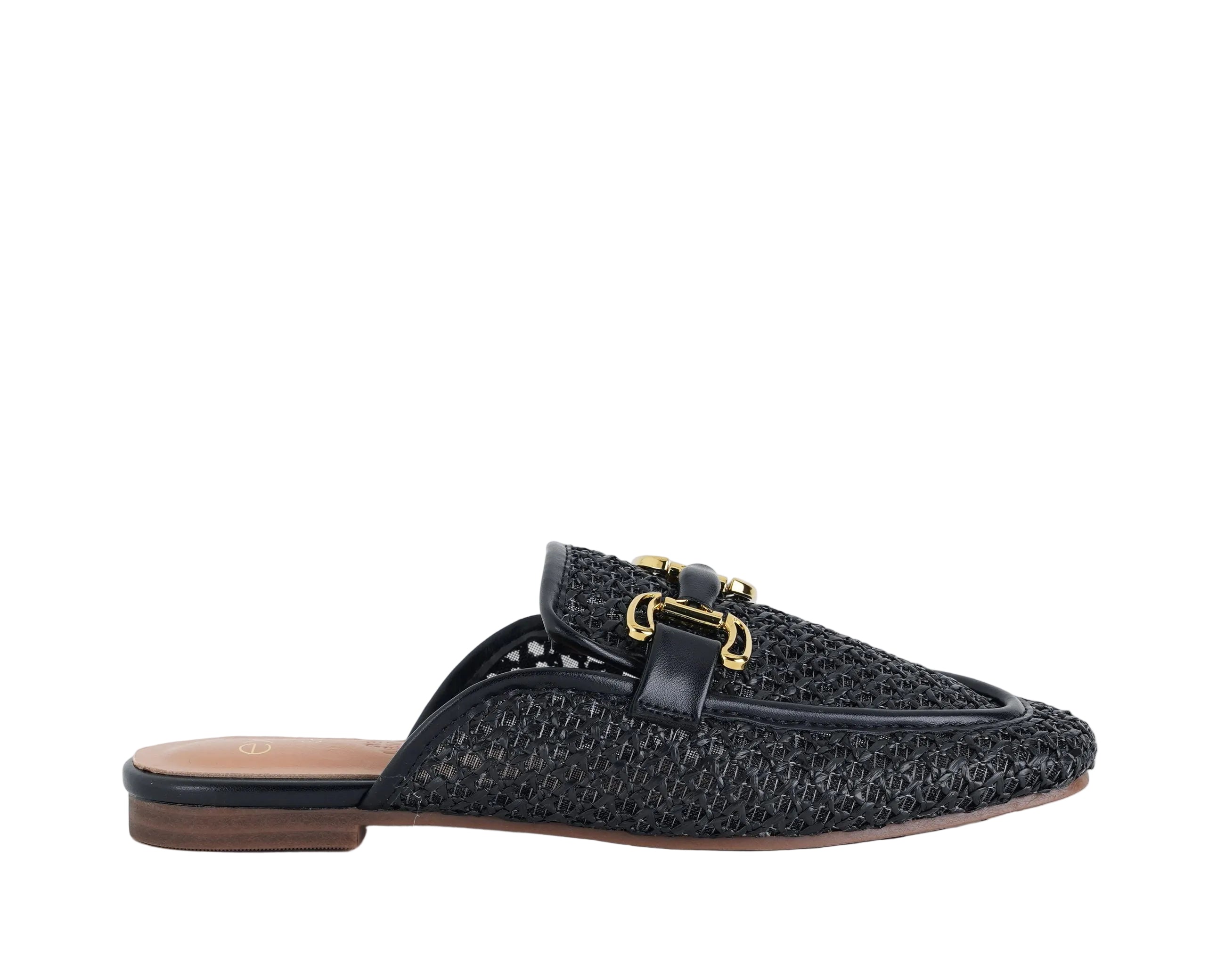 Sabot donna EXE EX2392-1AM nero in similpelle e raffia, suola sintetica