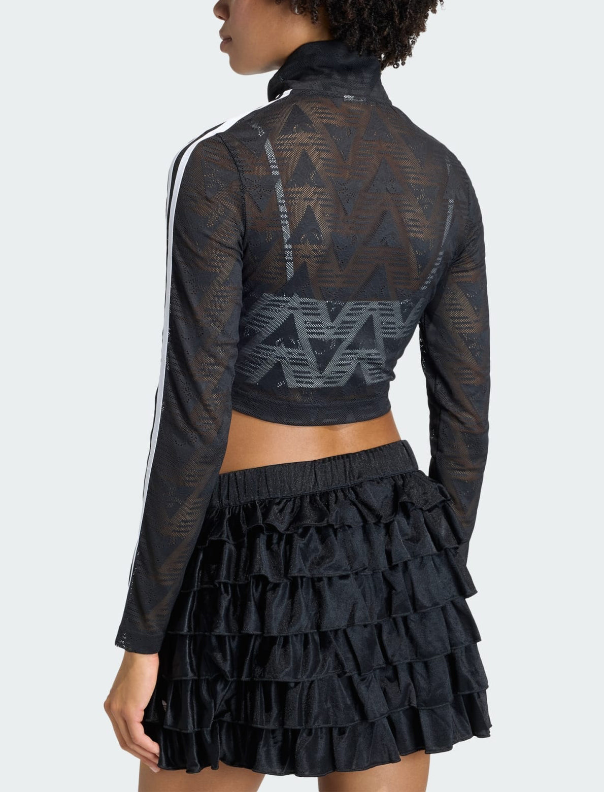 Vista posteriore top Adidas Classic Lace Firebird KD0349 nero donna