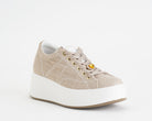 Sneakers con zeppa IGI&CO 1146811 sabbia da donna, tomaia in tessuto con lacci, zeppa 50 mm
