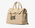Borsa a spalla Sécret Pon-Pon Victoria M Straw Natural Donna – tracolla rimovibile, chiusura zip, H.27xL.34xP.13 cm
