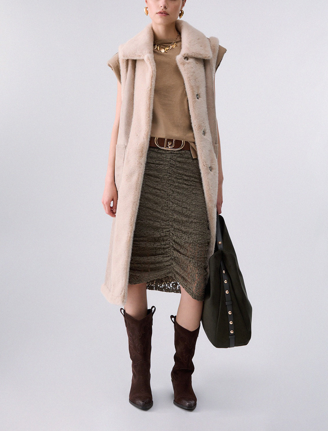 Gilet in montone sintetico Liu Jo 2F6050 T0300 Burro