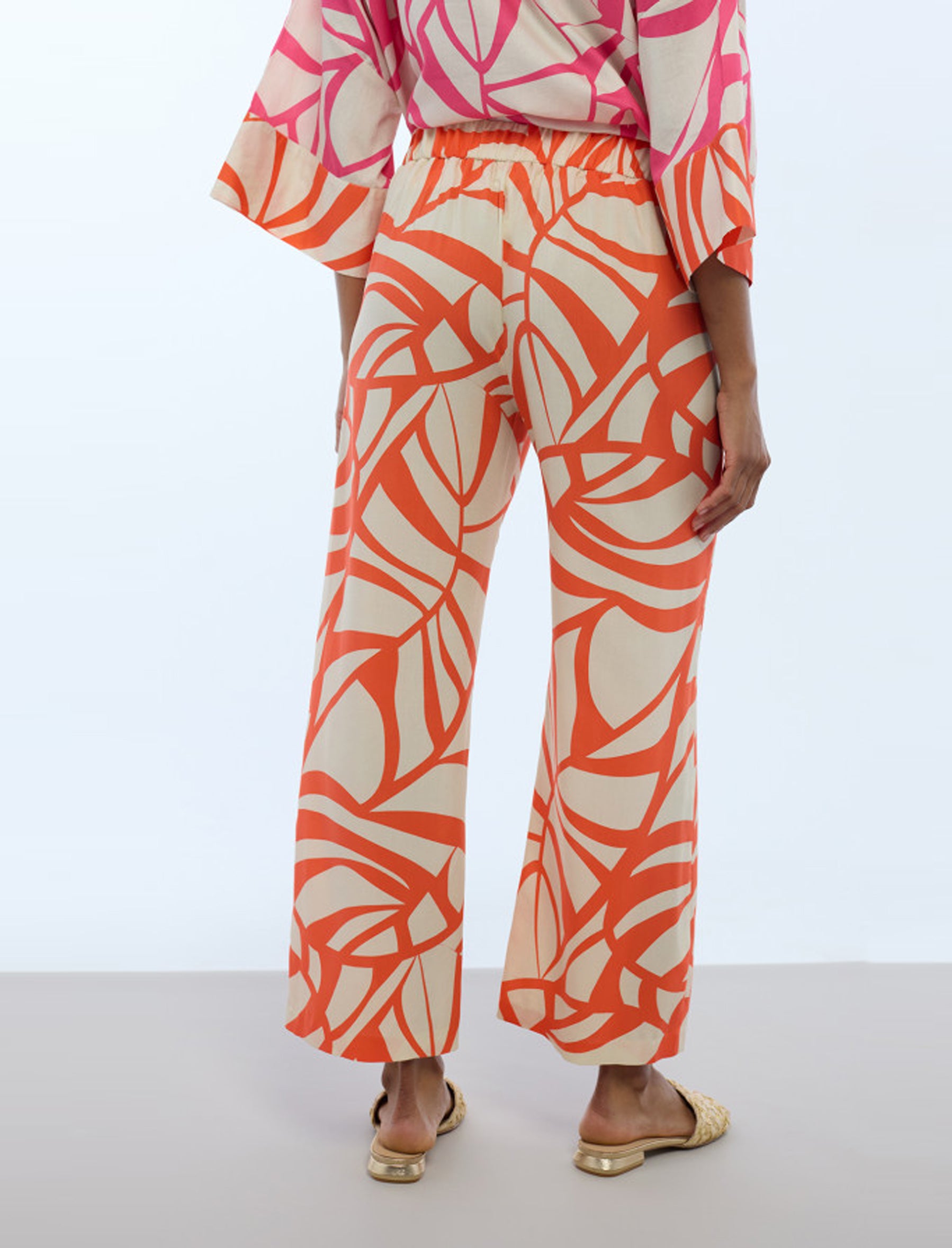 Culottes stampa foglie Lola Casademunt LS2614040 Crudo-Naranja 