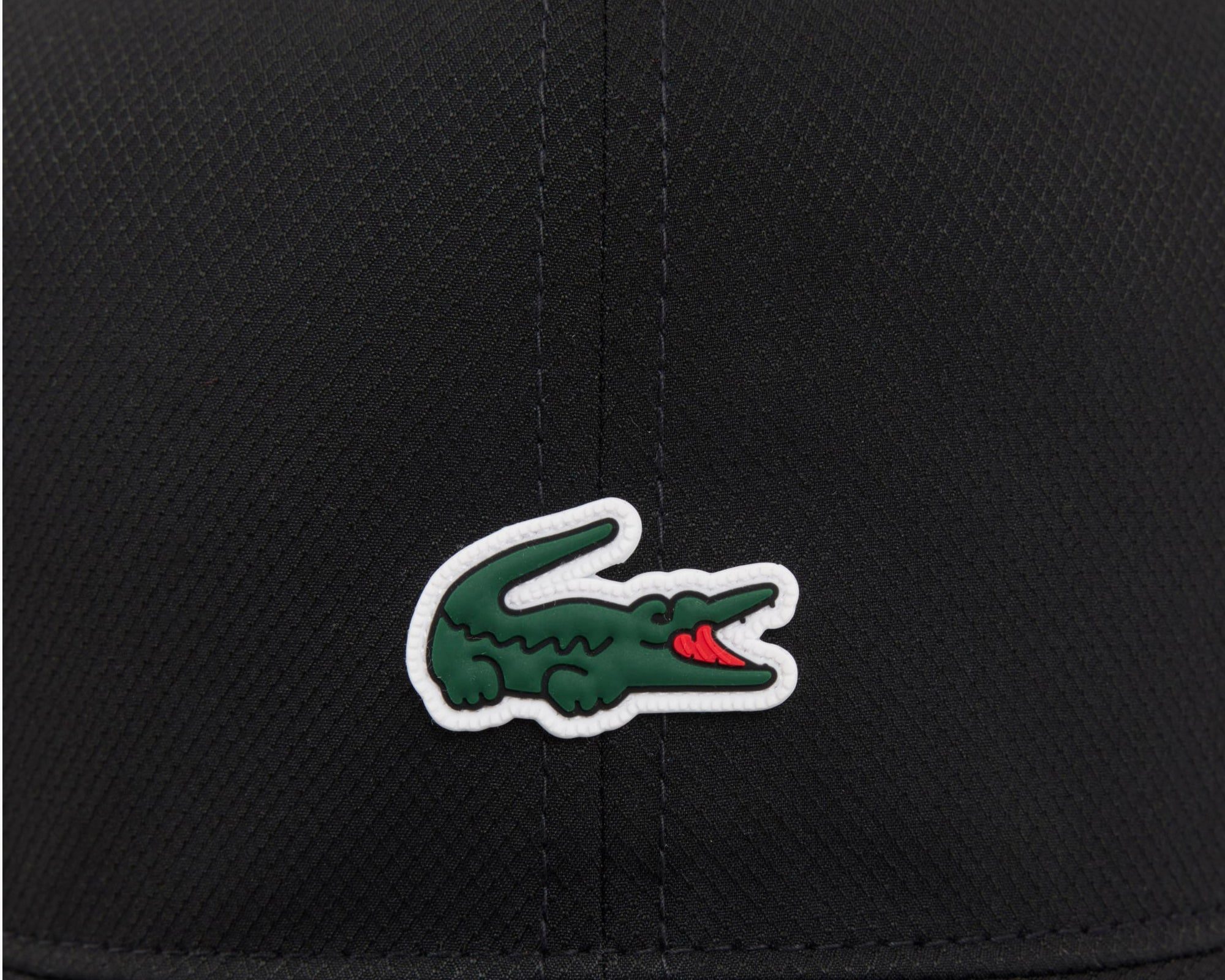 Cappellino sportivo Lacoste RK0846 nero unisex bambino - taffetà a rombi, cinturino regolabile, coccodrillo in silicone