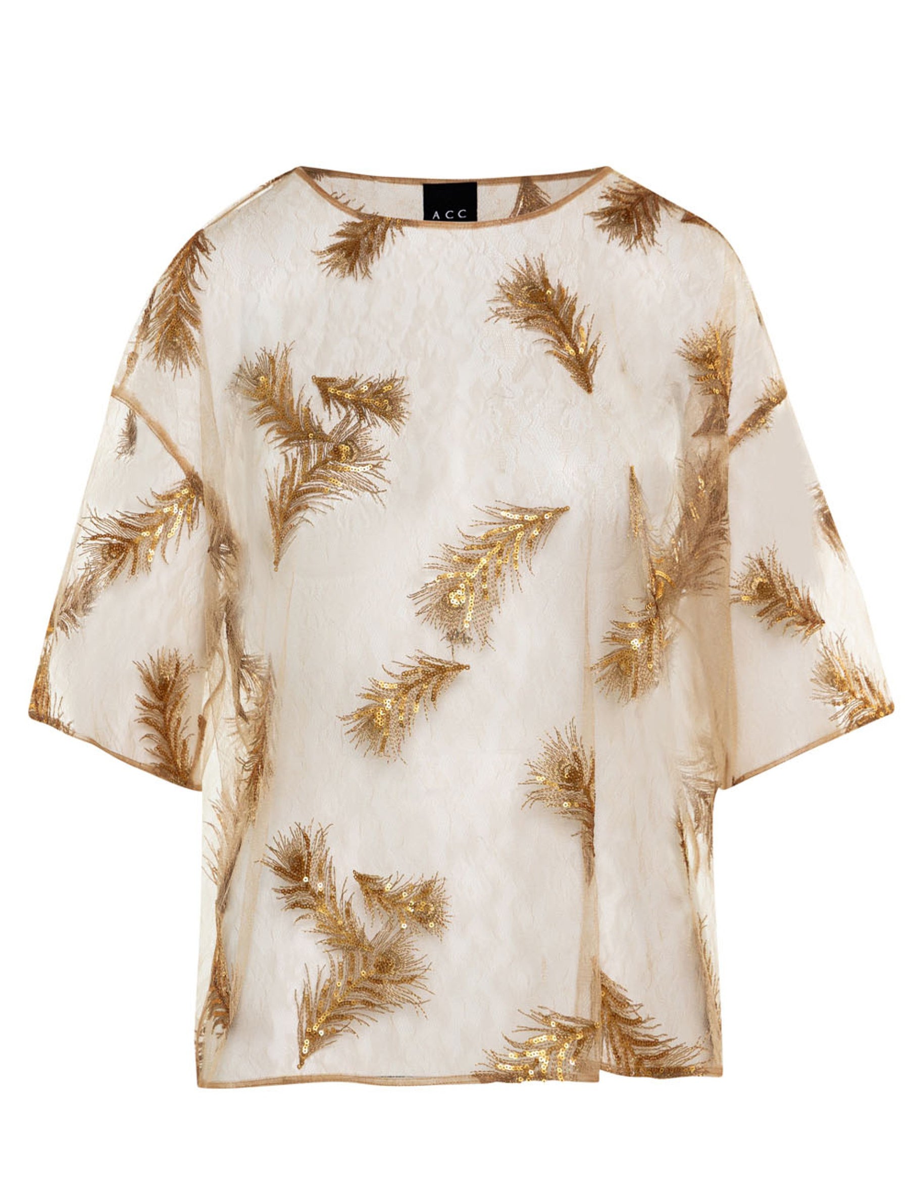 T-Shirt trasparente con paillettes Access Fahion 63-2017-354 Gold