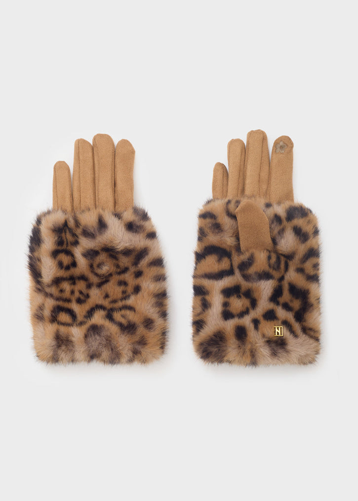 Guanti NALI' Leopard Eco Fur LAGU0027 Beige Donna