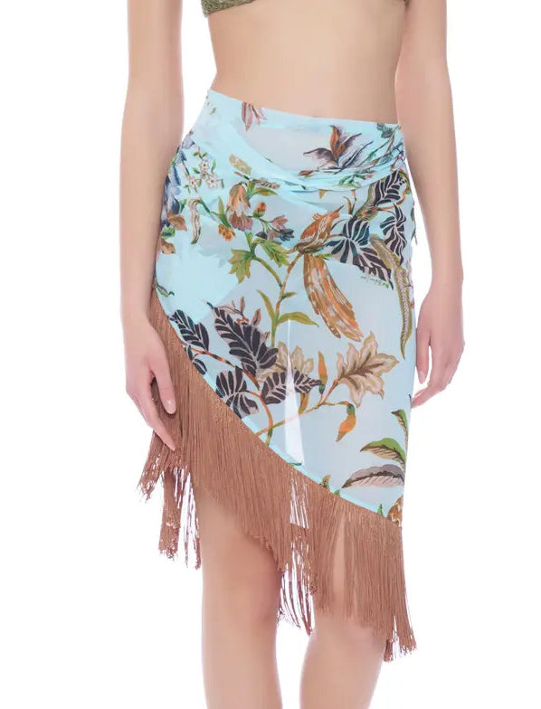 Pareo con frange Miss Bikini V6007D W0458 Donna