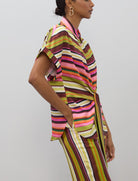 Blusa a righe con cintura Lola Casademunt LS2615062 Ecru-Multicolor