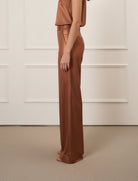 Pantaloni in lino Aggel SS64116KF Mocca 