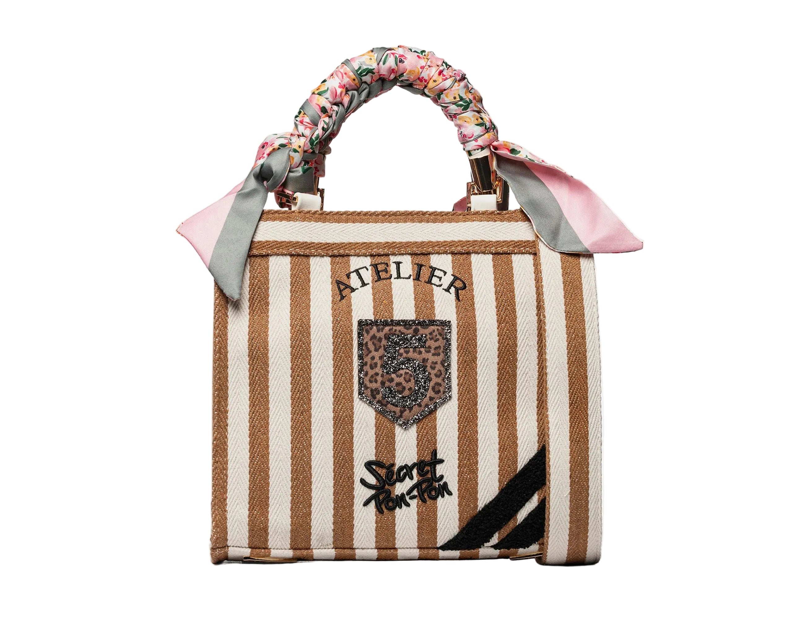Borsa a spalla Sécret Pon-Pon Saint Tropez Bag S Beige/Cuoio Donna – tracolla regolabile, chiusura zip, H.22xL.25xP.12 cm

