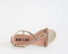 Sandalo basso Bibi Lou Myna 956Z00HG oro da donna, tomaia in tessuto con strass e similpelle
