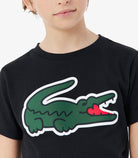 T-shirt Lacoste TJ0803 nero unisex bambino - coccodrillo XXL stampato, tecnologia Ultra Dry, taglie 8A-16A