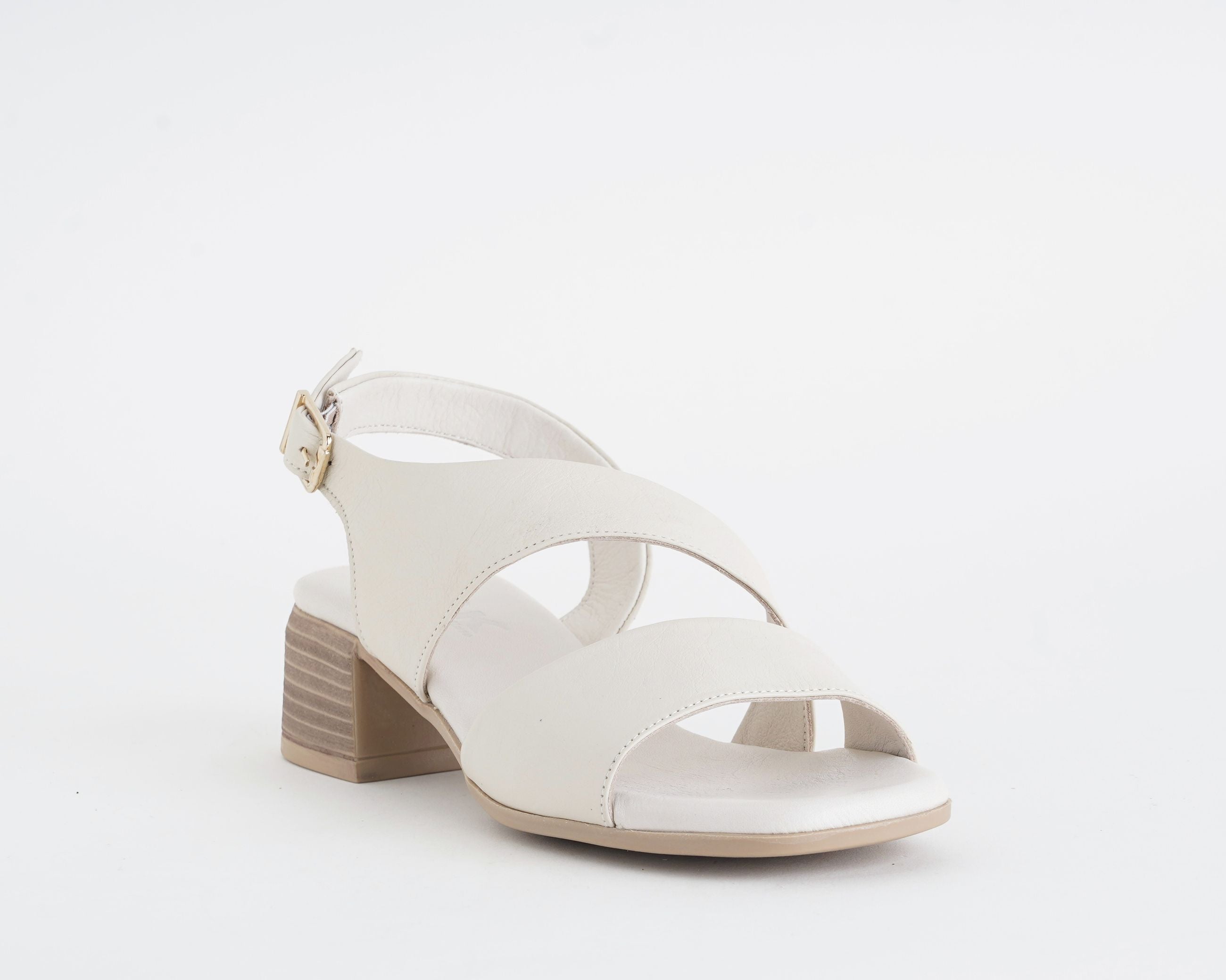 Sandalo Melluso K56062Q crema donna - Nappa sottopiede in pelle suola gomma tacco 4 cm taglie 36-40