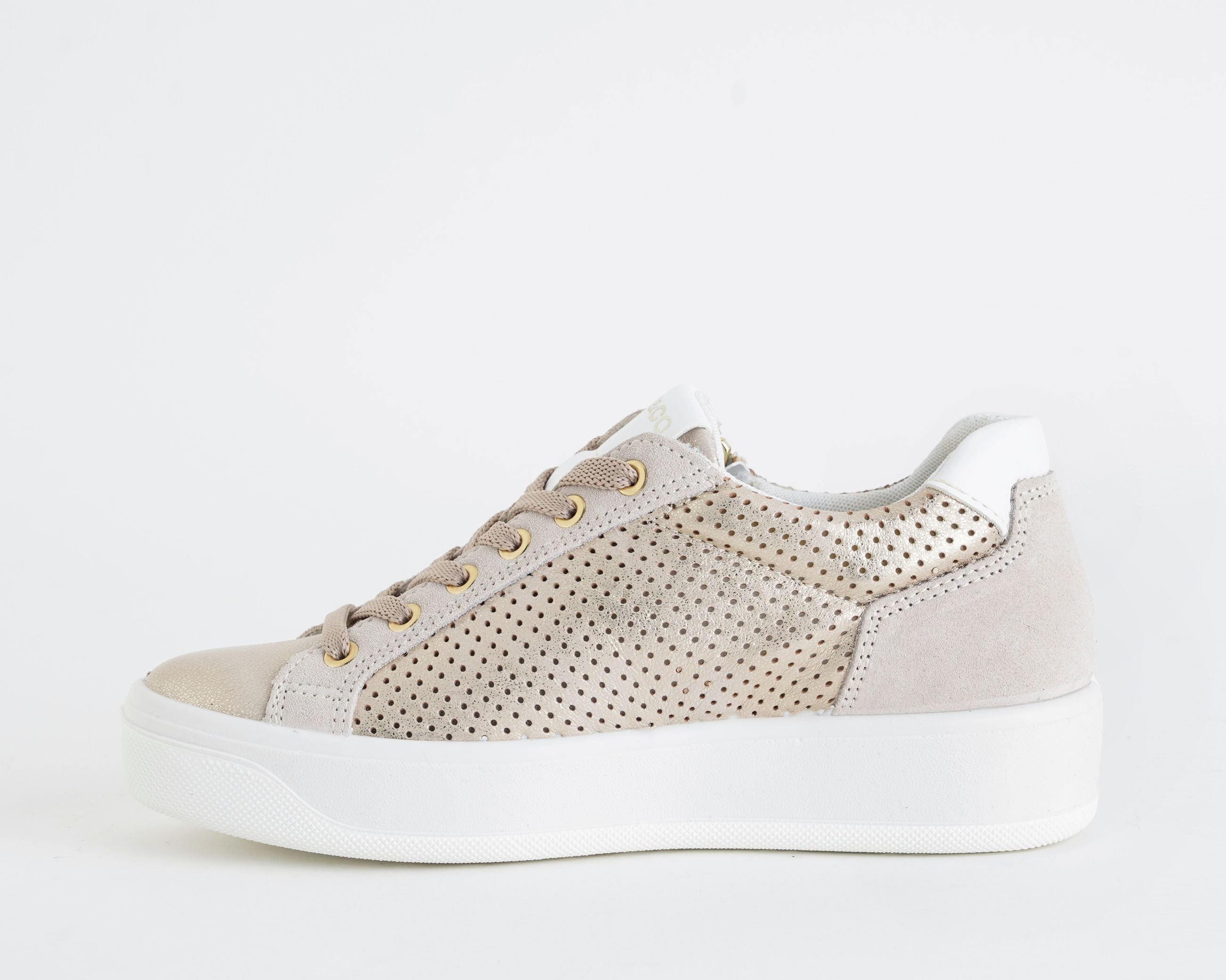 IGI&CO 1144544 sneakers donna pelle laminata scamosciata zip laterale colore Platino