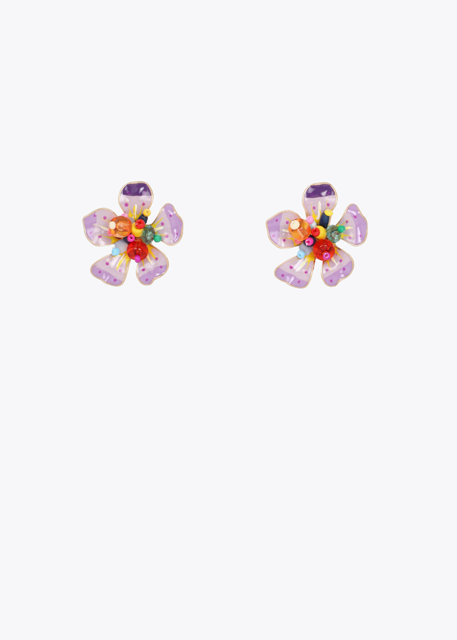 Orecchini a forma di fiore laccati con perline Lola Casademunt LS2603044 Metal/Multicolor Donna