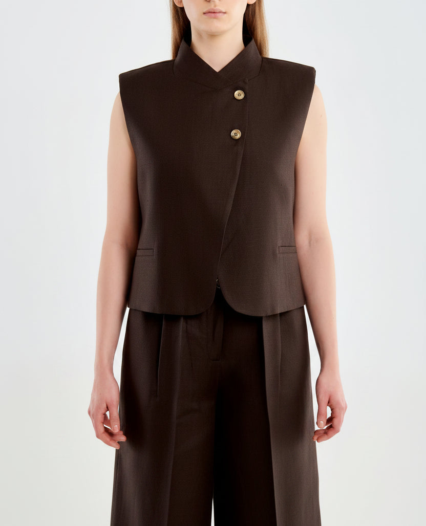Gilet cropped Vicolo TAB2176 Moro Donna