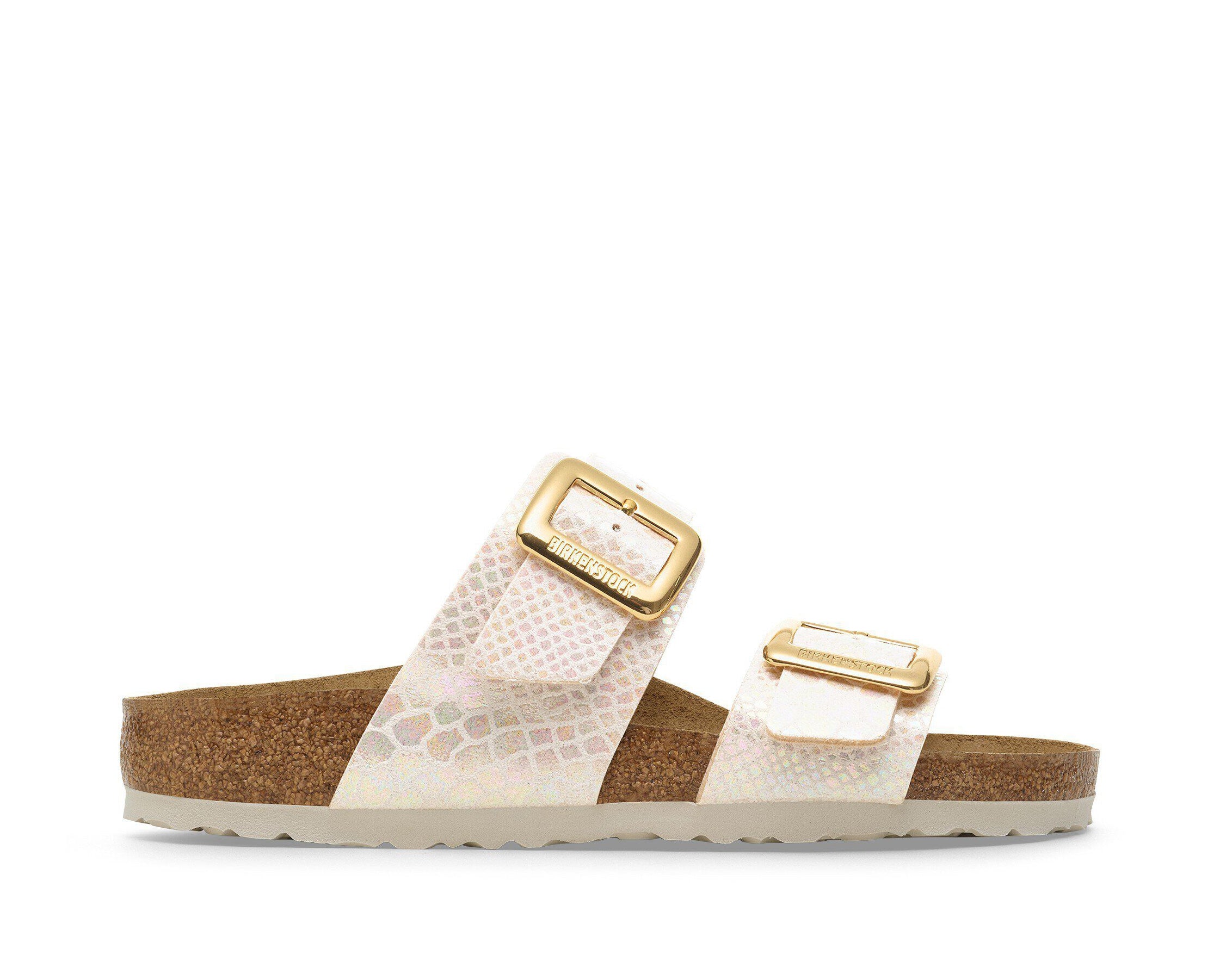 Sandalo Birkenstock Sydney Cushion Buckle 1030258 Shiny Snake Cream