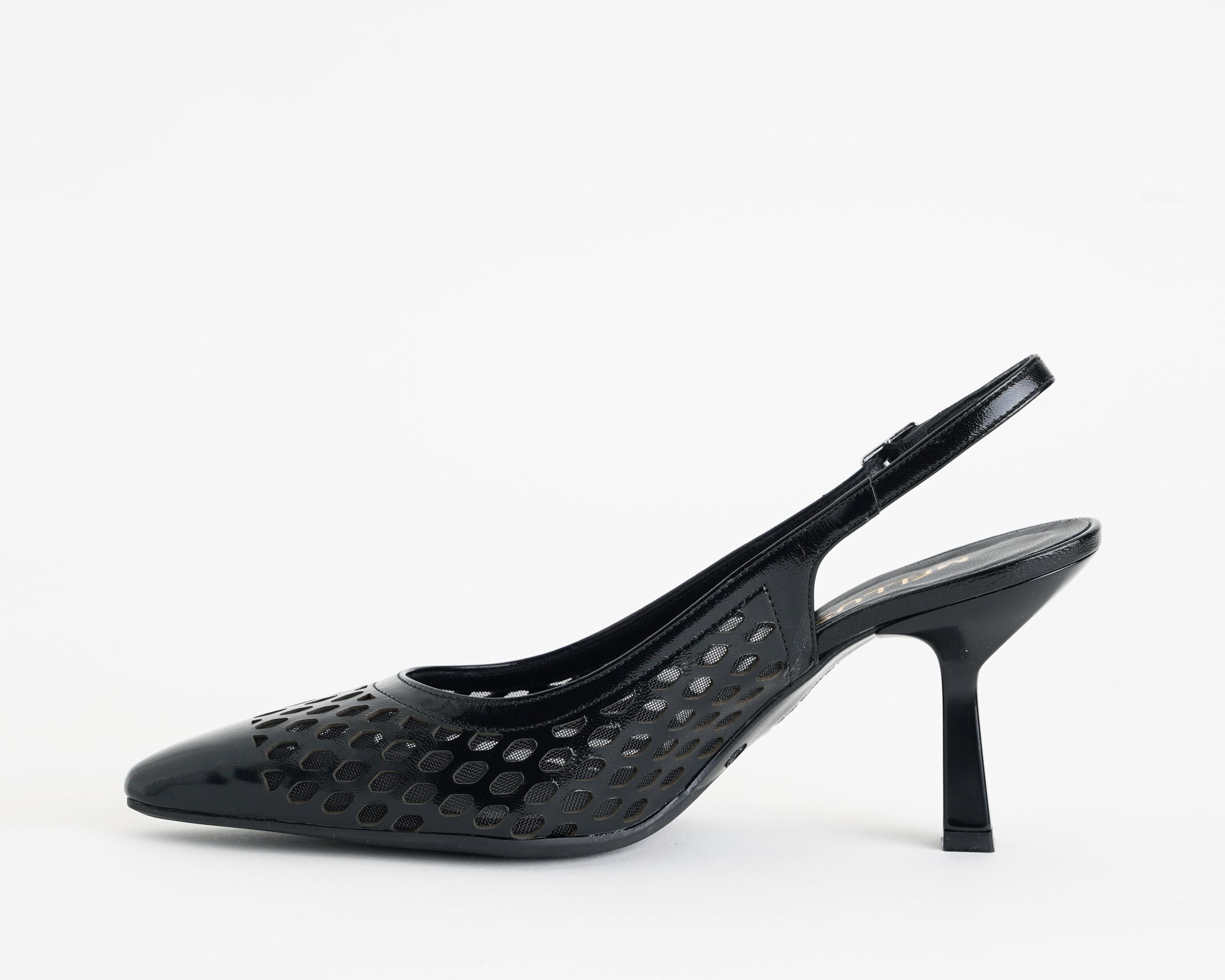 Decolletè Melluso E1857 pelle nera cinturino regolabile tacco 80mm donna vista laterale