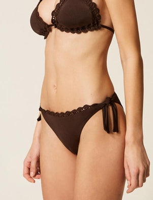 `Tanga da bagno con crochet Twinset 261LMME88 Coffee Chocolate (11946) Donna`