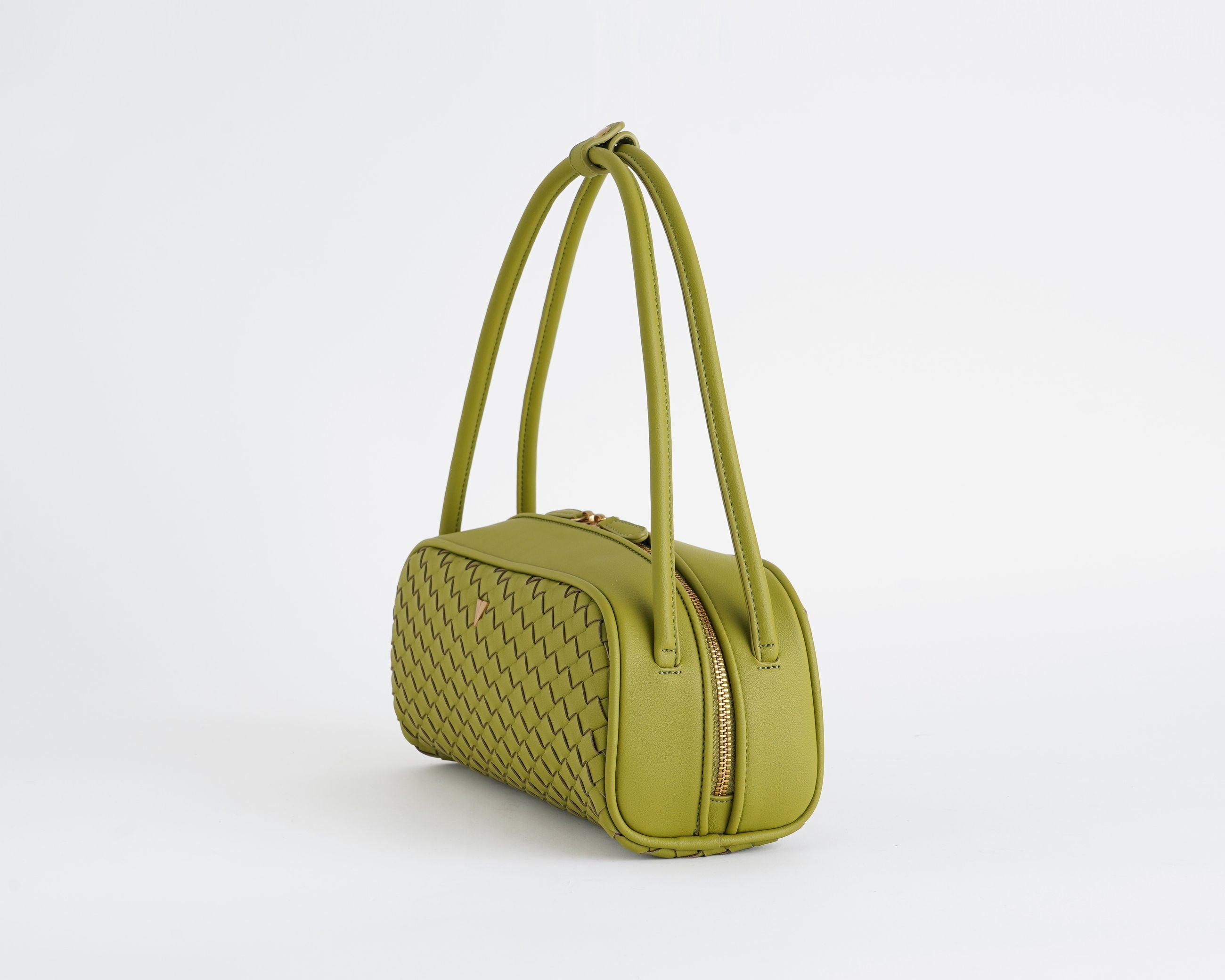 Borsa a spalla Vicolo Hicari Bag XAB0039 ecopelle intrecciata verde pistacchio donna vista laterale