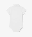 Body Lacoste 5W1100 bianco neonato - piqué cotone biologico, colletto polo, coccodrillo ricamato, taglie 3M-9M