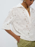 Camicia cotone collo pollo manica corta Lola Casademunt  LS2615055 Bianco 