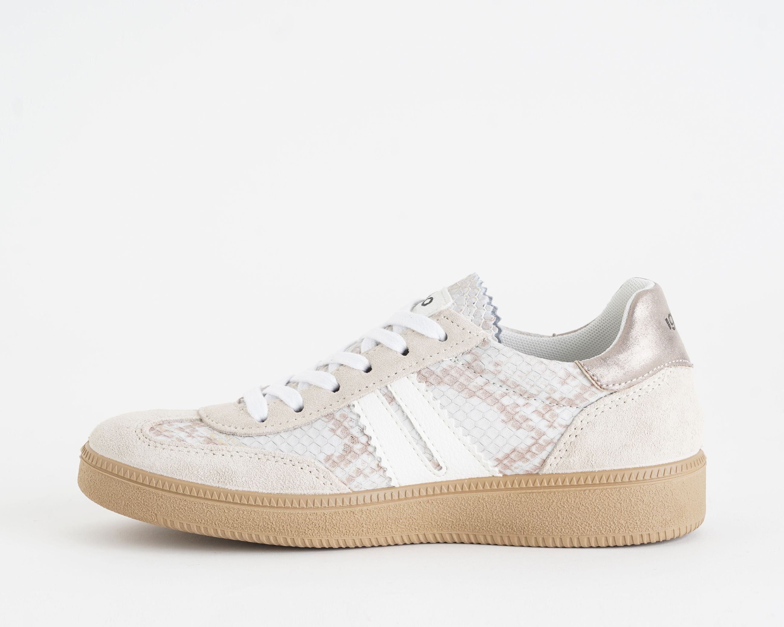 Sneakers con zeppa IGI&CO 1142599 juta platino da donna, tomaia in camoscio bicolore, zeppa 30 mm
