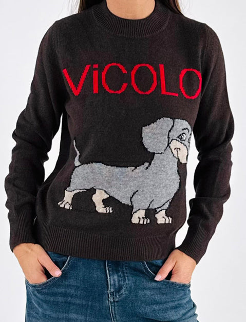 Maglioncino VICOLO con stampa bassotto  77178F Donna