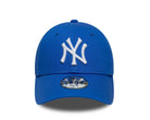 Cappellino New Era 9FORTY New York Yankees blu bambino – vista frontale con logo Yankees ricamato e visiera curva