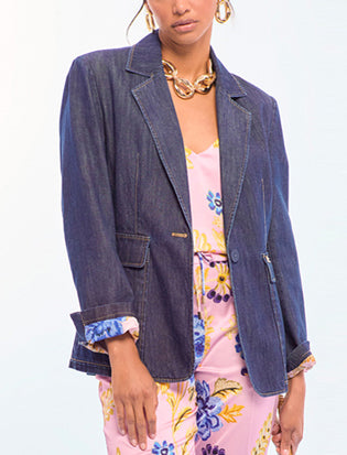 Blazer in denim aderente Lola Casademunt LS2602044 Blu medio Donna