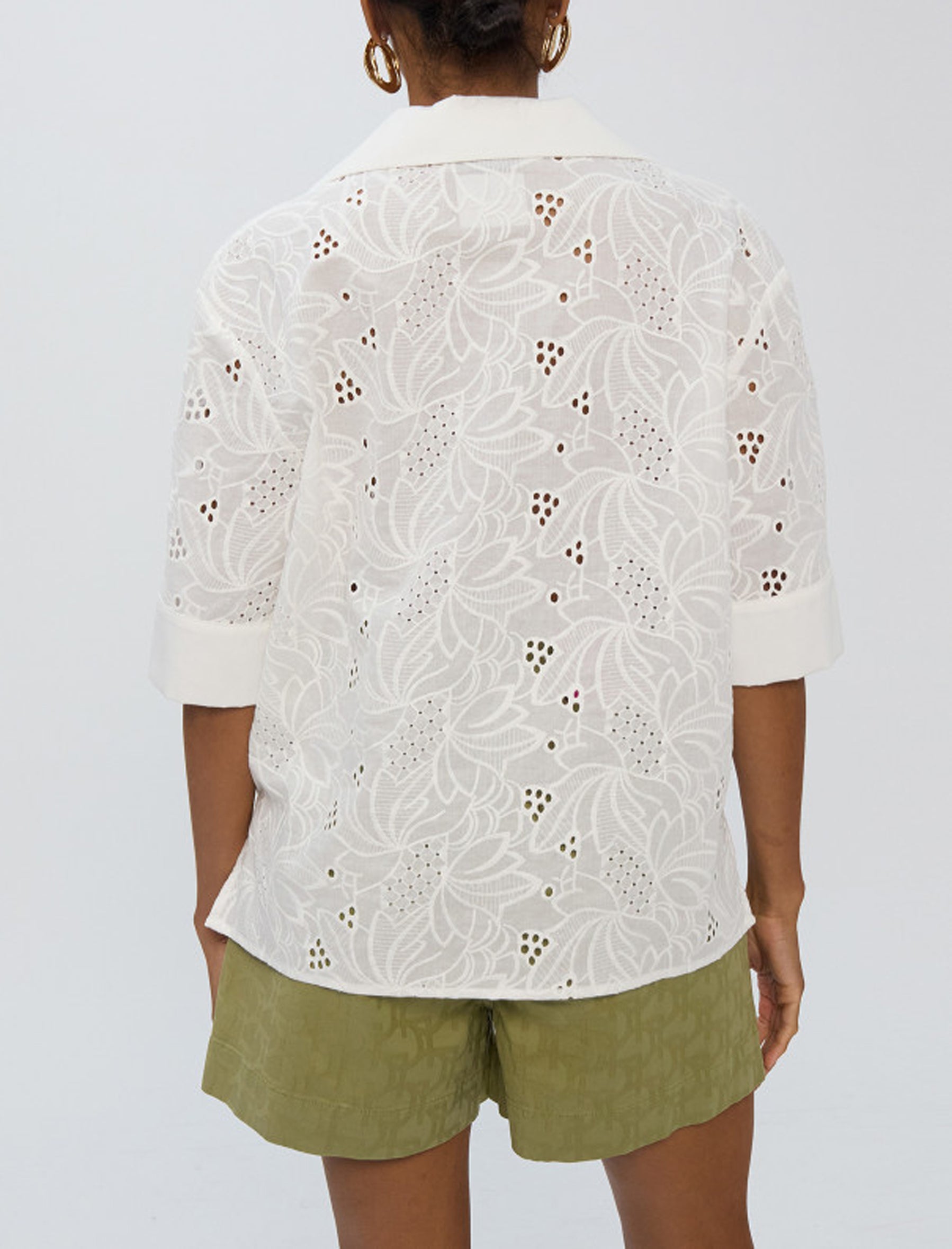 Camicia cotone collo pollo manica corta Lola Casademunt  LS2615055 Bianco 