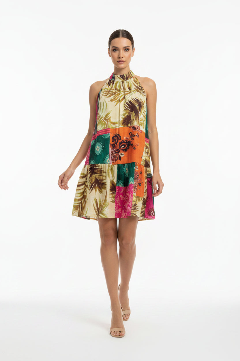 Abito Vicolo TAB3168 Giallo/Fuxia Donna