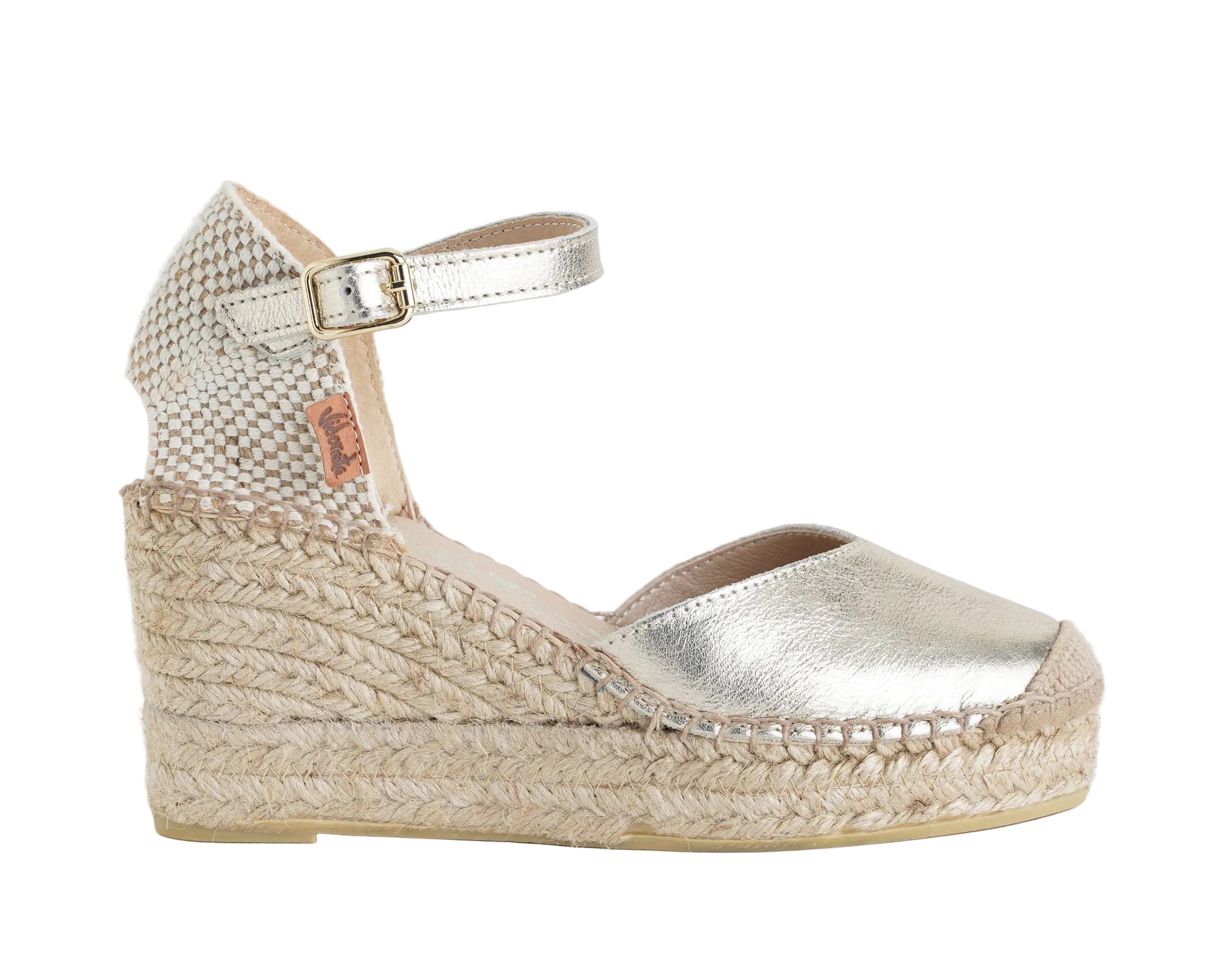 VIDORRETA Espadrillas 0313N nappa metallizzata platino zeppa donna - art. 0313N