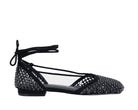 Ballerine donna EXE LILY-201 nere con tomaia in satin e strass, suola in gomma