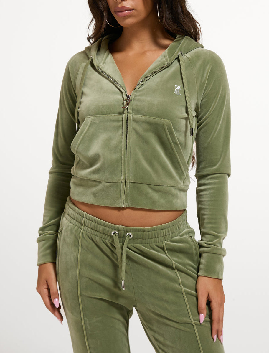 Felpa con cappuccio Juicy Couture Madison VIJH70194WPFOG9 Oil Green Donna