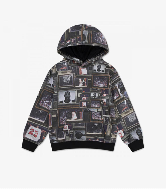 Felpa con cappuccio Jdb Mj Brklyn Aop Ft Po 95F092 Nero Unisex bambino