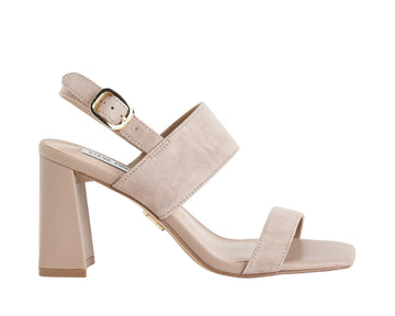 Sandalo alto Steve Madden Wendie suede taupe tacco 8 cm donna