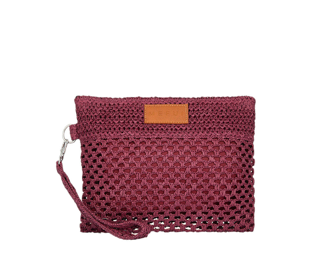 Mini Pochette Me Fui SW0055-PL in rafia Plum Donna