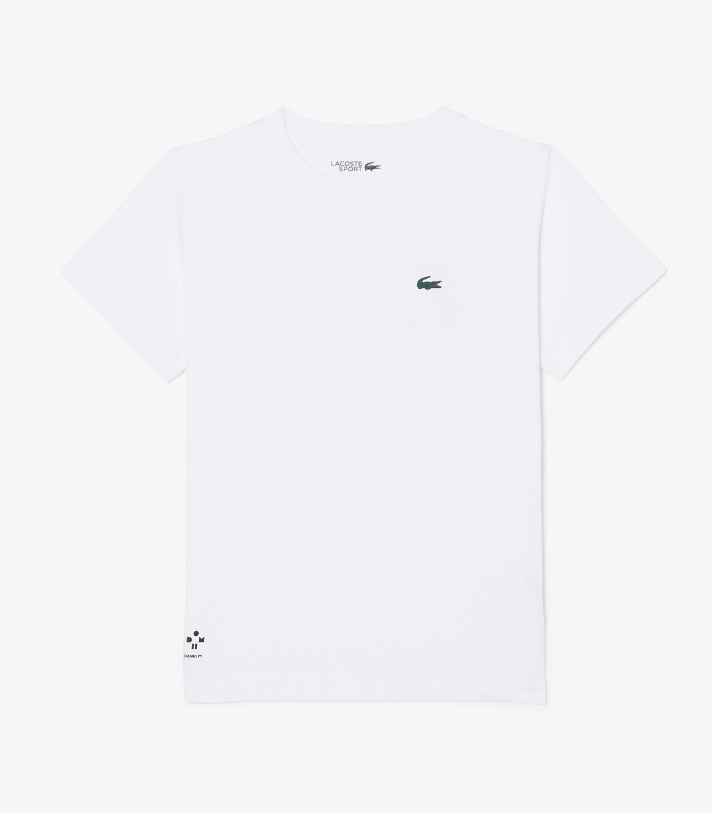 T-shirt Lacoste Tennis x Daniil Medvedev TJ7403 bianco unisex bambino - Ultra Dry, stampa racchetta, taglie 8A-16A