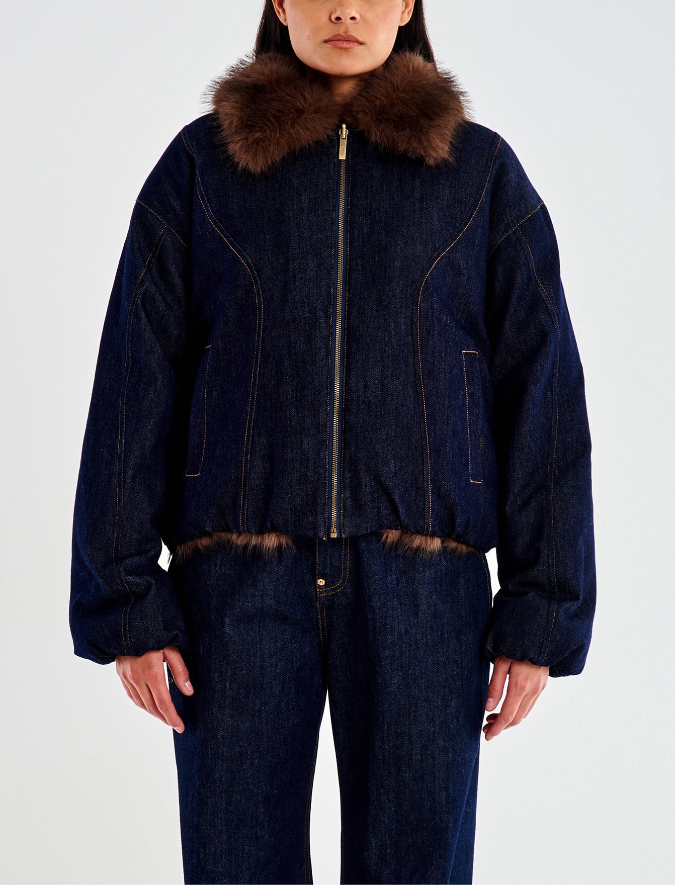 Bomber in Denim Raw Double Face VICOLO TF0080 Denim scuro Donna