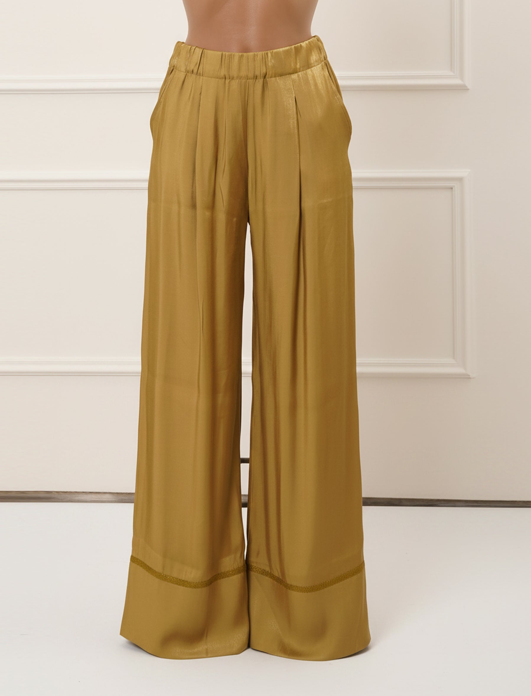 Pantaloni scintillanti Aggel SS64115KF Olive Donna