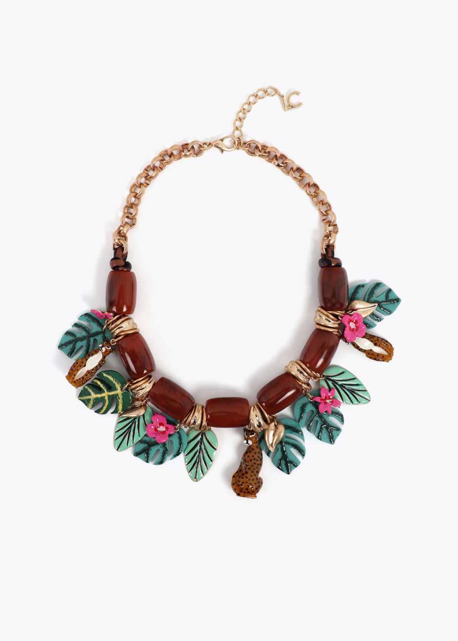 Collana a catena corta con ciondoli tropicali Lola Casademunt LS2603083 Metallo/Multicolore Donna