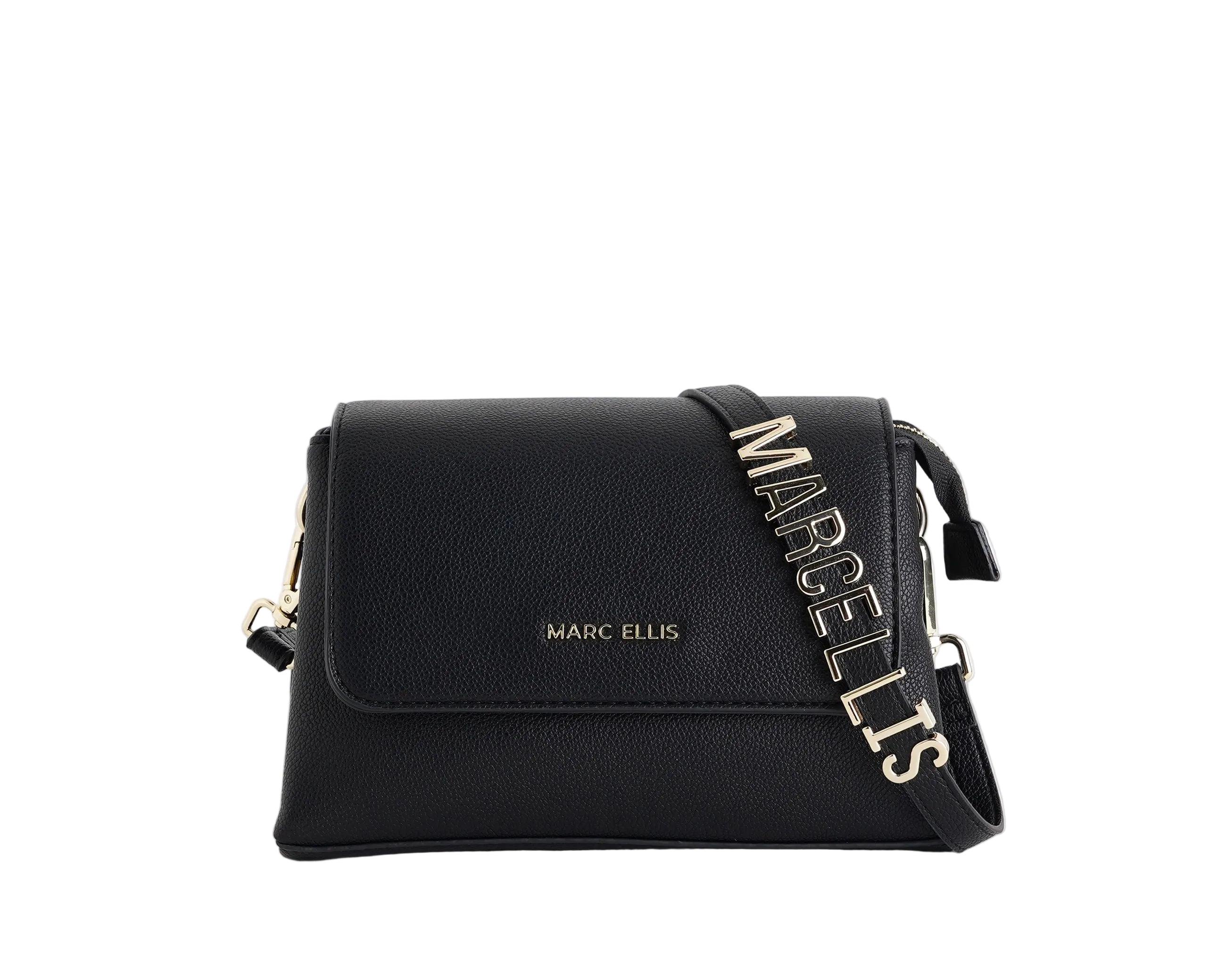 Borsa a tracolla Marc Ellis Elysia Macro Black/Light Gold Donna
