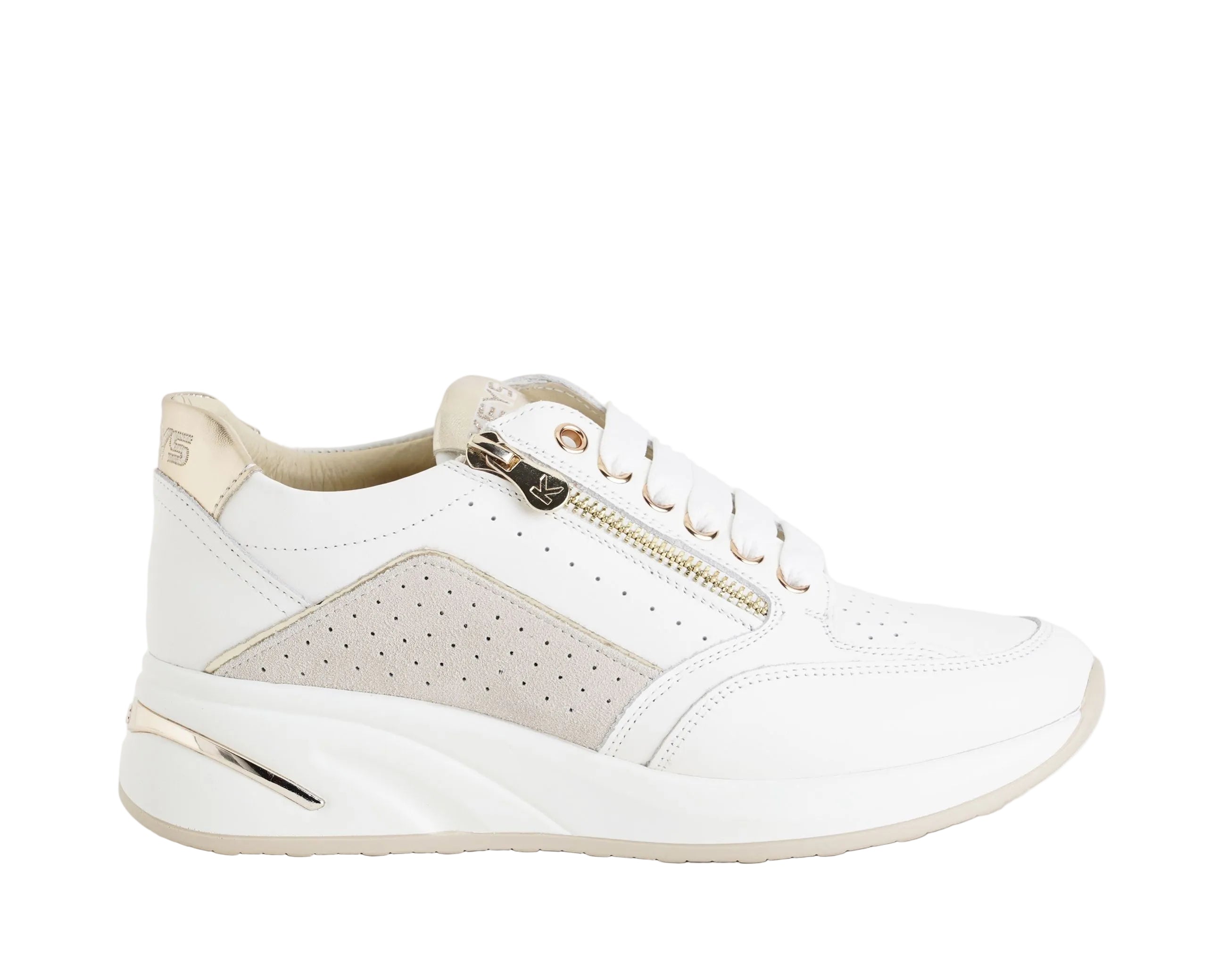 Sneakers con zeppa Keys K-11921 White/Gold Donna