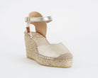 VIDORRETA Espadrillas 0313N nappa metallizzata platino zeppa donna - art. 0313N