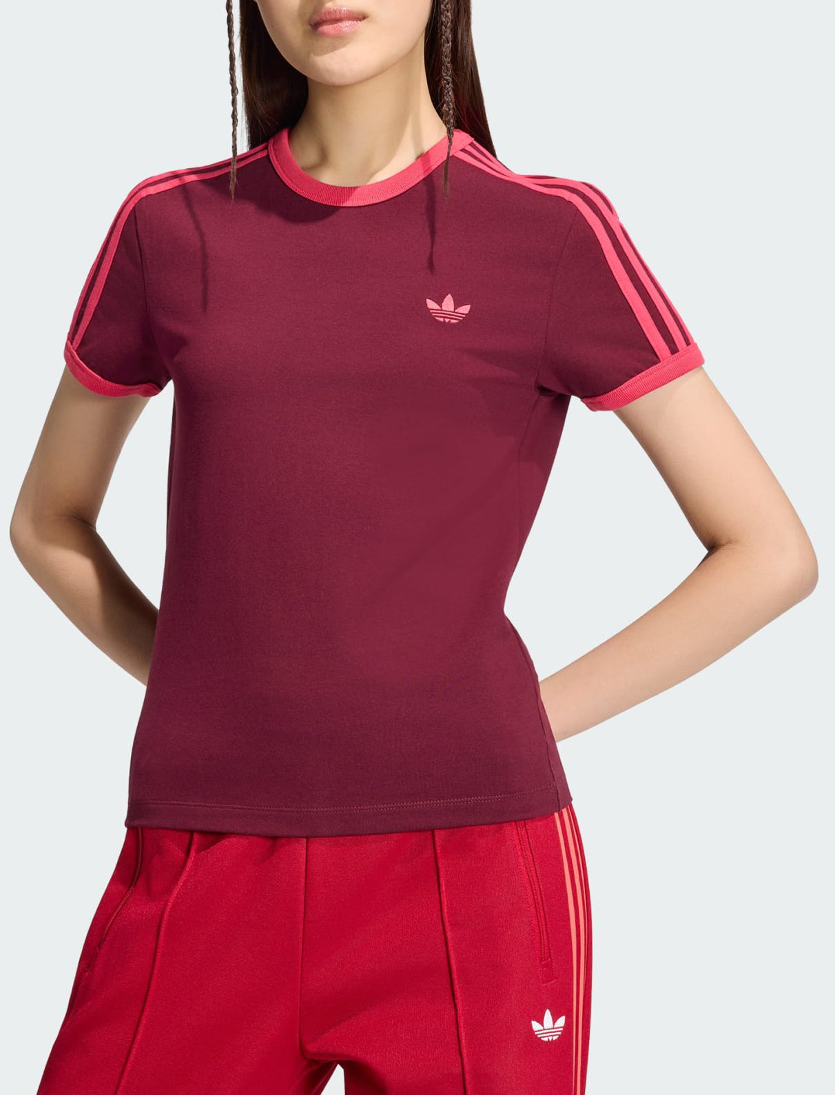 T-Shirt Adidas 3-Stripes KW0237 Maroon/Power Pink Donna