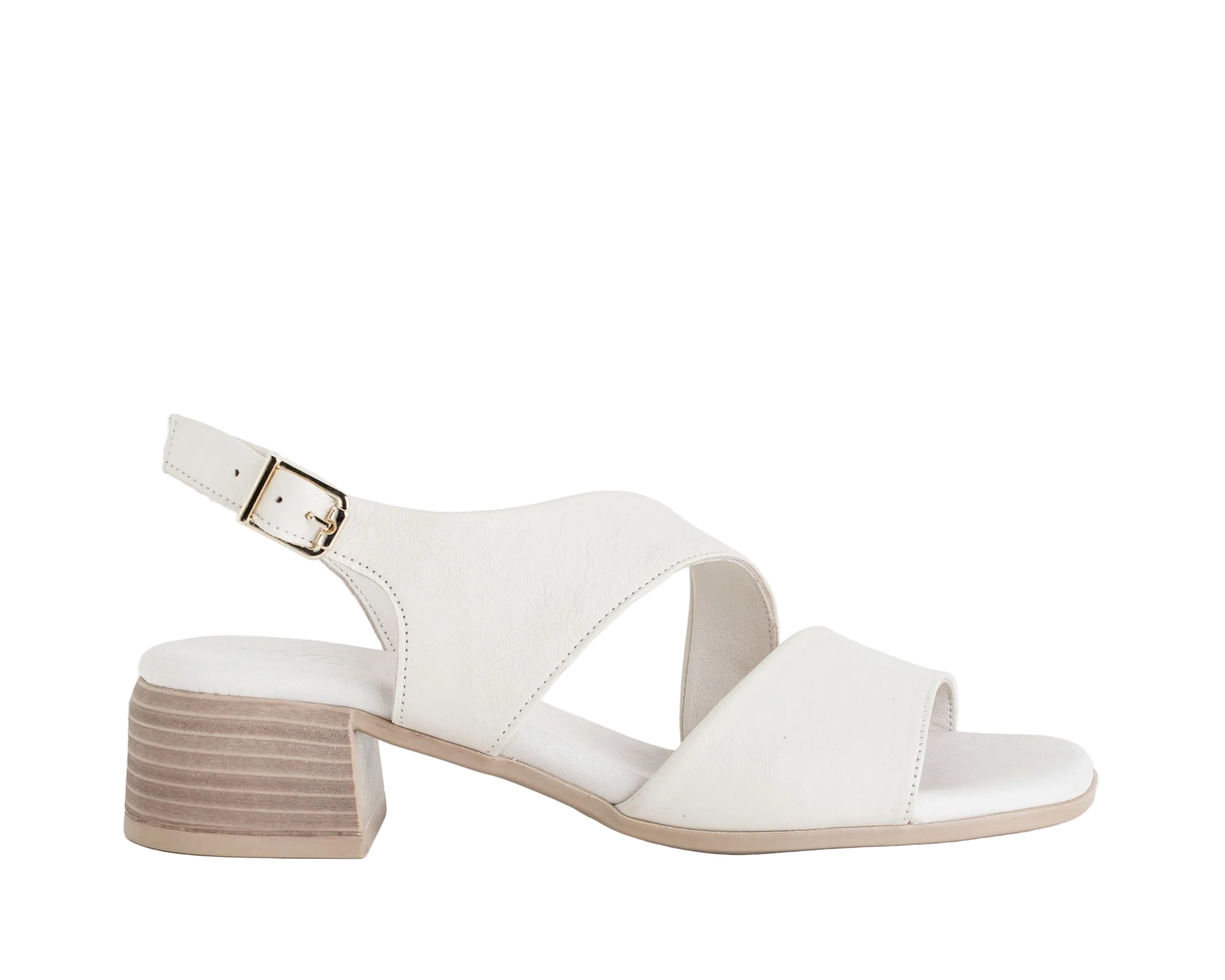 Sandalo Melluso K56062Q crema donna - Nappa sottopiede in pelle suola gomma tacco 4 cm taglie 36-40